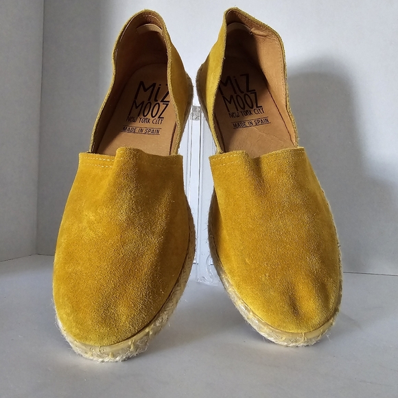 Miz Mooz Celestine Mustard Yellow Leather Espadrille Flats Size 41/US9.5-10 - Picture 2 of 8